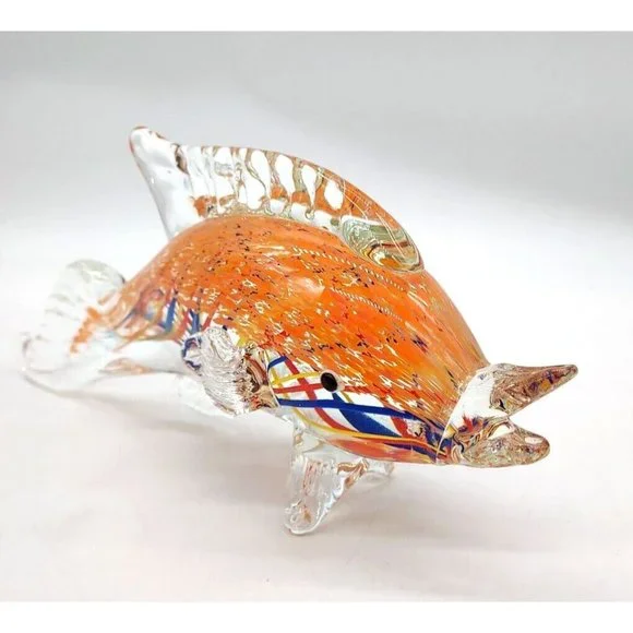 Art Glass Fish Porpoise Dolphin Sculpture Paperweight - Picture 3 of 6